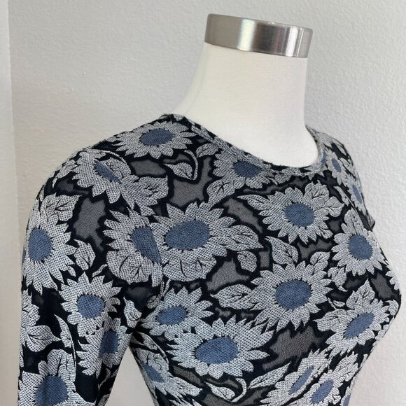 Vintage Y2K Charlotte Russe Small Daisy Floral Sheer Mesh Long Sleeve Top - Picture 3 of 10